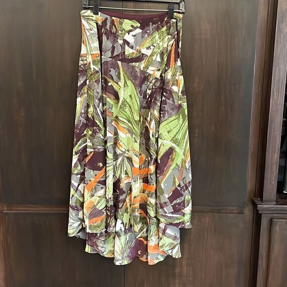 NWT Bob Mackie Wearable Art Midi Hi Low Pull On Elastic Waist Skirt Medium - Picture 1 of 6